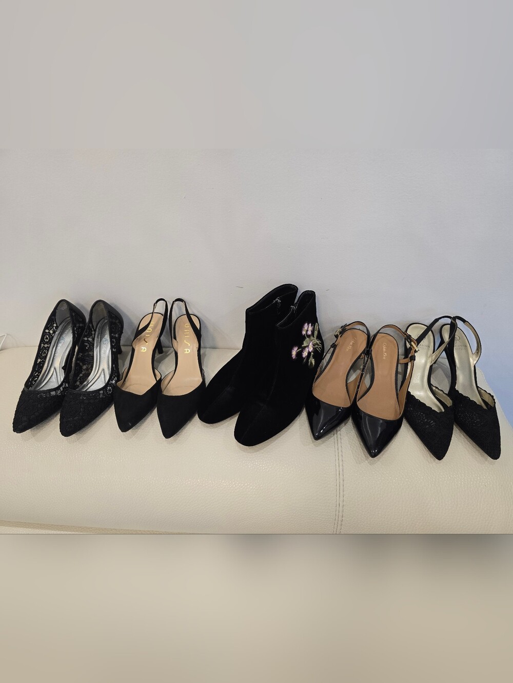 Lot 5 Black Pointed-Toe Pumps Heels Shoes Size 8.5